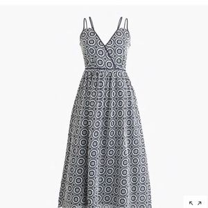 J.crew double strap navy/white eyelet midi dress size 6